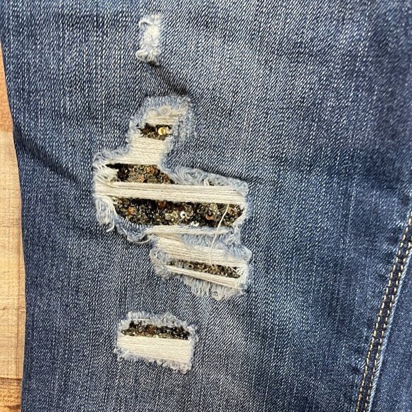 White House Black Market The Skinny Jeans Distressed and Embellished size 12S - Picture 4 of 4